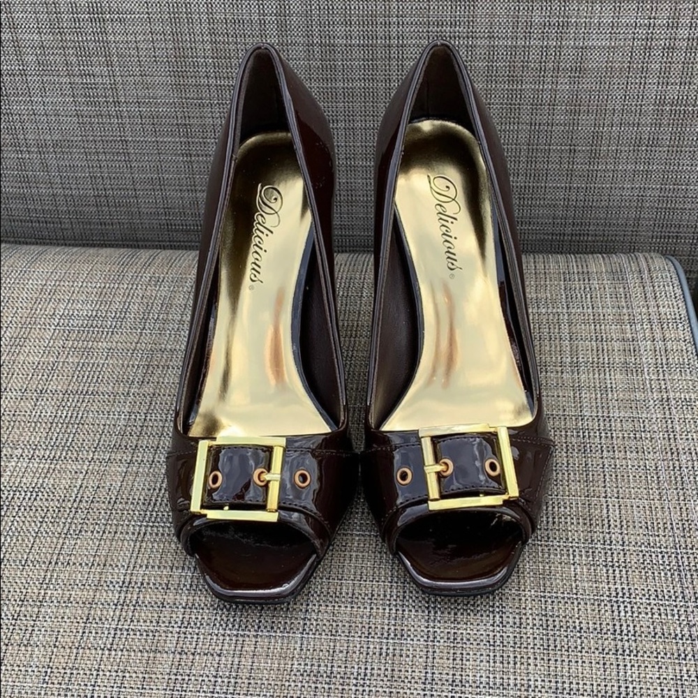 Delicious Patent Leather High Heel Peep-Toe Shoes